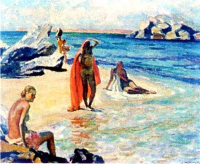 pictură - Mützner, Samuel; Pe plajă