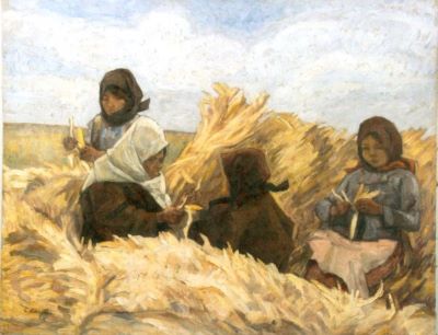 pictură - Ressu, Camil; Clacă la porumb