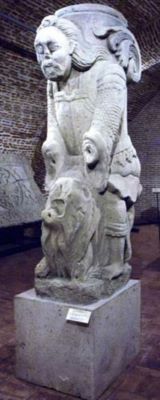 sculptură - Sărățan, Lupu (?); Samson în luptă cu leul