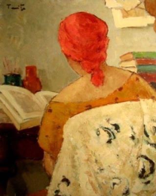 pictură - Tonitza, Nicolae; Spate de femeie (Femeie citind)