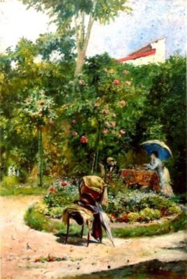 pictură - Aman, Theodor; În grădina pictorului