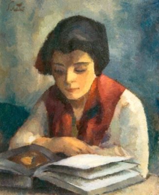 pictură - Șirato, Francisc; Fată citind