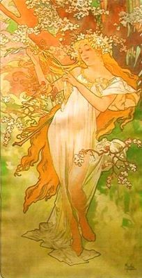 panou decorativ - Mucha, Alphonse Marie; Primăvara