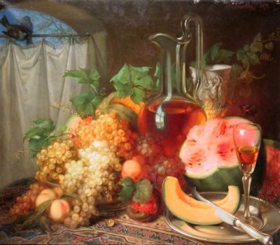 pictură - Dörschlag, Carl; Natură moartă cu două păsări