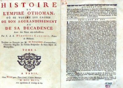 carte - Dimitrie Cantemir; Histoire de l'Empire Othoman