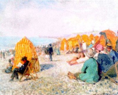 pictură - Vermont, Nicolae; Plajă la Dieppe