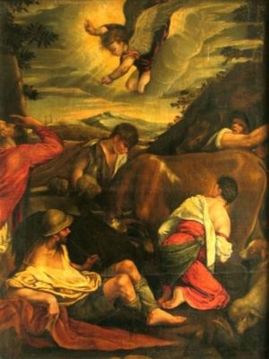 pictură - Bassano, Jacopo da Ponte (după) (în registrul inventar: Școala pictorilor Da Ponte); Anunțarea nașterii lui Christos