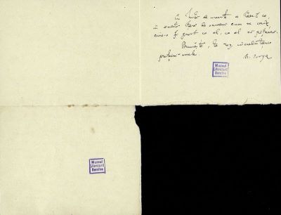 manuscris - Nicolae Iorga - autor; Scrisoare datată „3 martie 1912“, adresată de Nicolae Iorga lui Petre Locusteanu