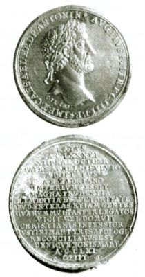 Medalie dedicată împăratului Antoninus Pius