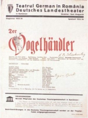 Tipografia Mercur; Afișul operetei „Vânzătorul de păsări” de Karl Zeller