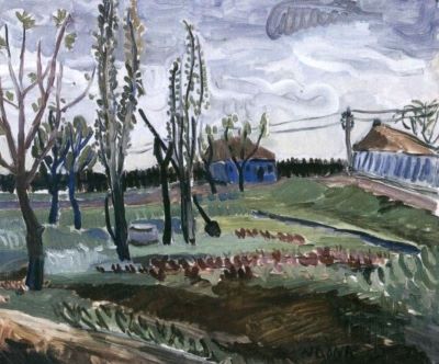 pictură - Delavrancea, Dona Niculina (Nuni Dona); Peisaj cu grădină