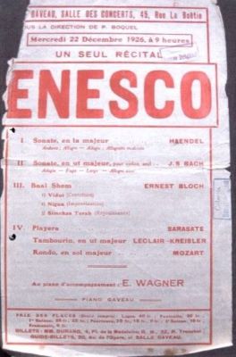 Afiș-program recital G. Enesco