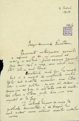 manuscris - Nicolae Iorga - autor; Scrisoare datată „3 martie 1912“, adresată de Nicolae Iorga lui Petre Locusteanu