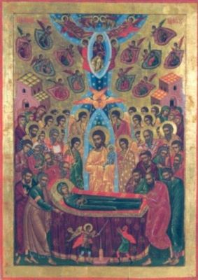 icoană - Constantinos (?); Adormirea Maicii Domnului