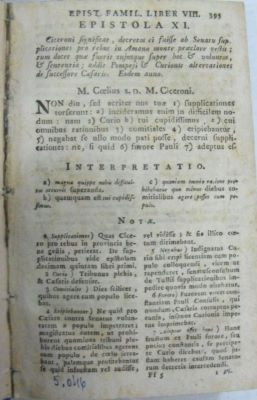 carte veche - Cicero, Marcus Tulius; Ad familiares Epistolae. Interpretationae et notis