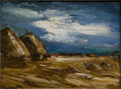 pictură de șevalet - Vlaminck, Maurice de; Peisaj cu căpițe
