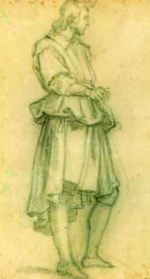 desen - Empoli, Jacopo di Chimenti da; Studiu de bărbat, în picioare, văzut din profil