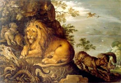 pictură - Savery, Roelant; Leul în fața peșterii