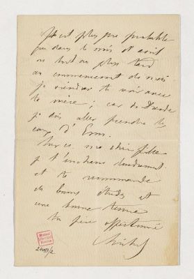 manuscris - Scrisoarea a fost redactată de M. Kogălniceanu; Scrisoare trimisă de Mihail Kogălniceanu fiicei sale Lucia, aflată la studii în Dresda, datată „24 februarie/ 8 martie 1868, București“