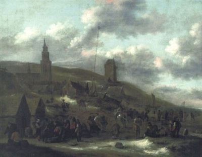 pictură - Molenaer, Klaes (Nicolaes); Peisaj cu personaje