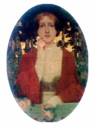 pictură - Popescu, Ștefan; Femeie în roșu