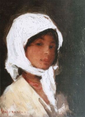 pictură - Grigorescu, Nicolae; Țărăncuță cu broboadă albă