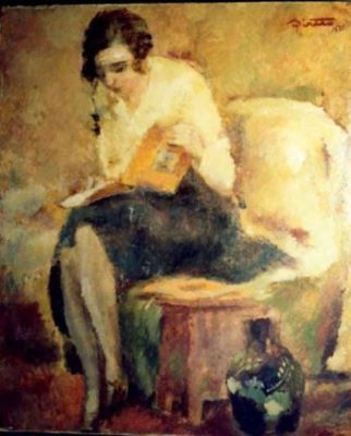 pictură - Șirato, Francisc; Femeie citind
