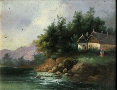 pictură; Mic peisaj cu lac