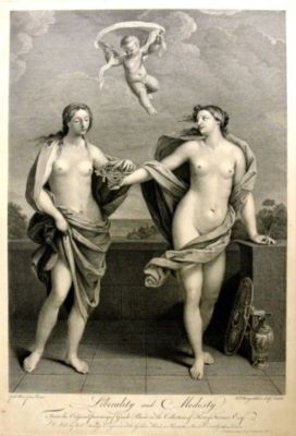 gravură - Strange, Robert; (SC.); Strange, Robert; (DEL.);  Reni, Guido; (PX.); Strange, Robert; (EX.);; Liberality and Modesty/Generozitate și Modestie