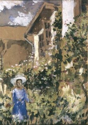 pictură - Aman, Theodor; Femeie în grădină