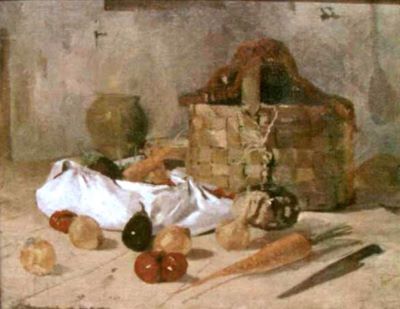 pictură - Andreescu, Ion; Natură moartă cu coș și legume