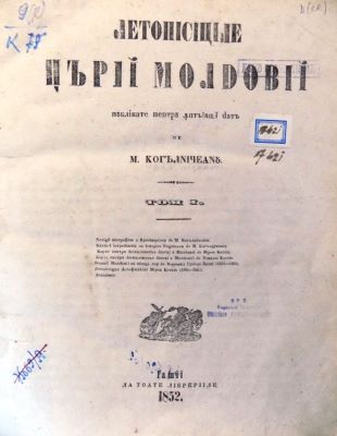 carte veche - De Mihail Kogălniceanu; Letopisețele Țării Moldovii (Tomul I)