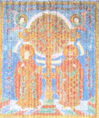 icoană pe sticlă - Purcariu, Matei (Țimforea); Sfinții Împărați Constantin și Elena