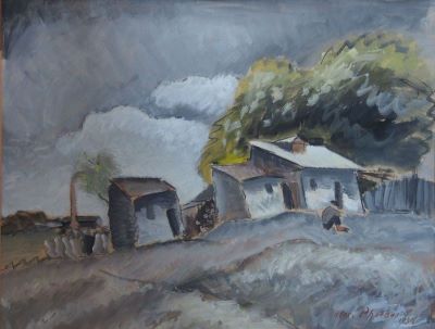 pictură de șevalet - Phoebus, Alexandru; Peisaj cu case