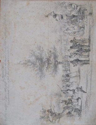 desen - Schivert, Gustav Albert; Petrecere populară în Dumbrava Sibiului