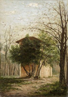 pictură de șevalet - Ștefănescu, Mihail; Turn în pădure