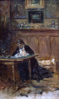 pictură de șevalet - Aman, Theodor; Femeie scriind