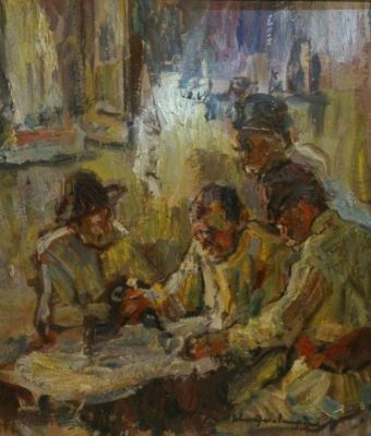 pictură de șevalet - Schweitzer-Cumpăna, Rudolf; Țărani la masă