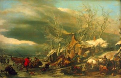 pictură - Berchem, Nicolas (Claes) Pietersz; Peisaj de iarnă