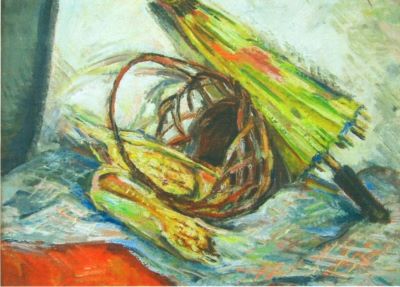 pictură - Iorgulescu-Yor, Petre; Natură statică cu umbrelă și porumb