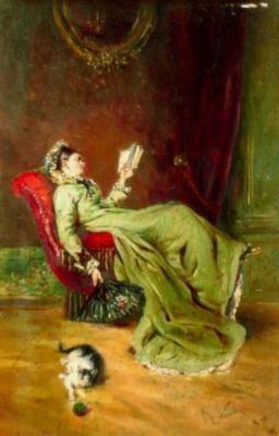 pictură - Aman, Theodor; Femeie în vernil