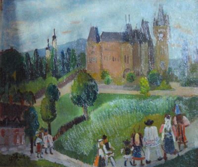 pictură de șevalet - Demetriade-Bălăcescu, Lucia; Consfătuire țărănească