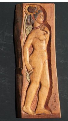 basorelief - Szervátiusz, Jenő; Fată cu floare