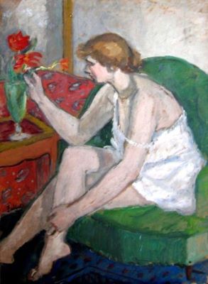 pictură - Pallady, Theodor; Fată cu lalele