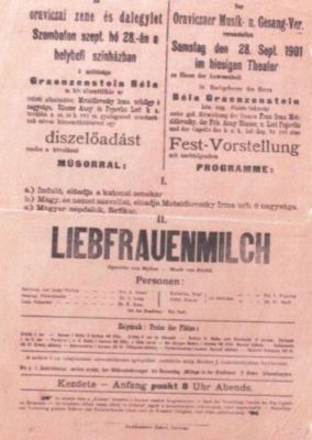 Tipografia Kehrer; Afiș al operetei „Liebefrauenmilch” de Mylius