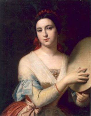 pictură - Tattarescu, Gheorghe; Femeie cu tamburină