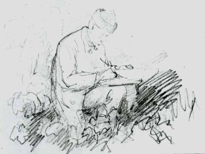 Grigorescu, Nicolae; Pictor desenând