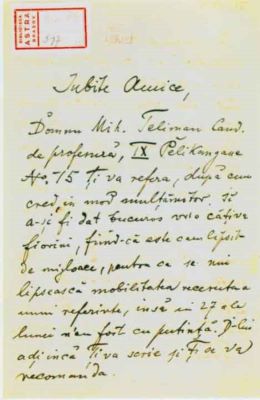 scrisoare - Teclu, Nicolae; Teclu Nicolae către Mureșianu Aurel