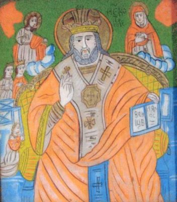 icoană pe sticlă; Sfântul Ierarh Nicolae