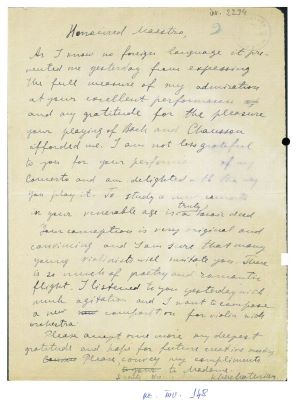 Aram Haciaturian; Scrisoare trimisă de Aram Haciaturian lui George Enescu
